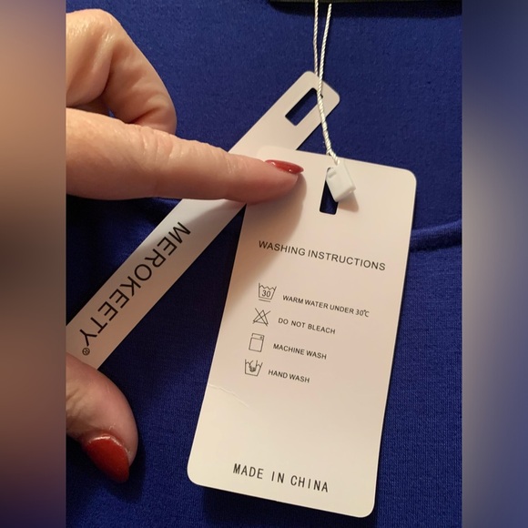 Women’s Merokeety Blue Dress New With Tags Size XXL With Pockets - Picture 9 of 10